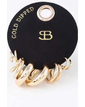 Fashnzfab Multi Shiny Hoop Earrings Set - Black