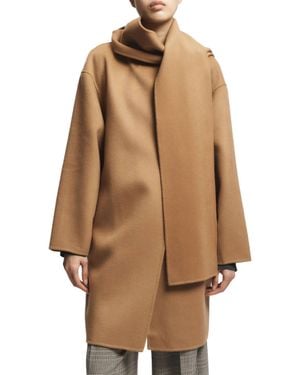 Saint Art Orla Wool Scarf Coat - Brown