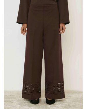 MEIMEIJ Laser Cut Hem Pant - Brown