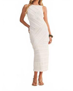Mustard Seed Textured Diagonal Lace Sleeveless Dress - White