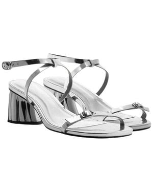 FARM Rio Monstera Heel Scallop Leather Sandal - Metallic