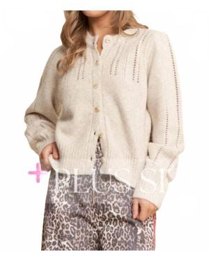 J.Nna Soft Knit Eyelet Cardi Sweater - Natural