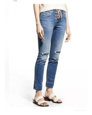 SER.O.YA Luca Lace Up Slim Jeans - Blue