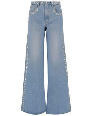 Coperni Cotton Denim Jeans With Studs - Blue