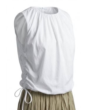 Elle Grey Tank Blouse With Drawstring Hem - White