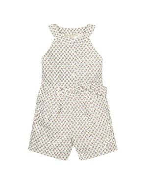 Hope & Henry Button Front Halter Linen-Blend Romper - White