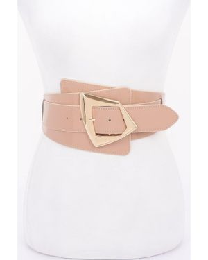 Fashnzfab Metal Buckle Elastic Belt - Pink