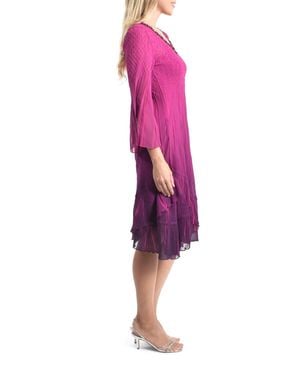 Komarov Ombré Slit Sleeve Charmeuse & Chiffon Cocktail Dress - Pink