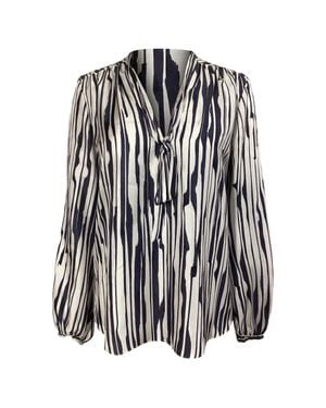 Theory Zebra Print Long Sleeve Blouse - Black