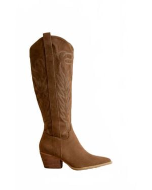 Oasis Society Savannah Embroidered Western Boot - Brown