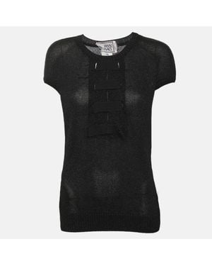 Versace Shimmering Rib Knit Top - Black