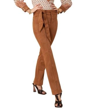 Hale Bob Ultra Suede Straight-Leg Pants - Brown