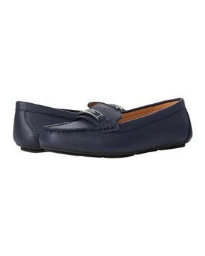 Calvin Klein Levonne Flats Leather Moc Toe Loafer Shoes Rhs8438 - Blue