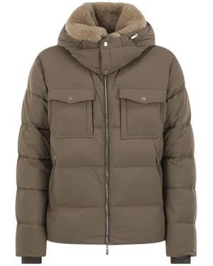 Moorer Alarick Kn Quilted Shearling Hooded Down Jacket - Green