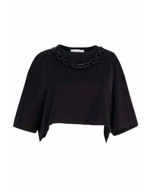 Circular Path Necklace Crop T-Shirt - Blue