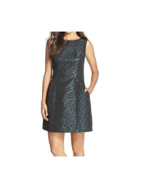 Aidan Mattox Metallic Jacquard Short Sheath Dress - Black
