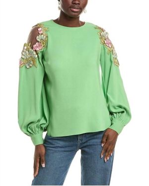 Oscar de la Renta Silk-Blend Blouse - Green