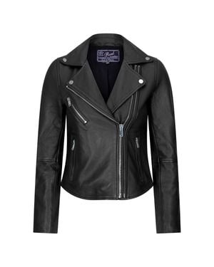 TruClothing Cross Zip Biker Leather Jacket - Black