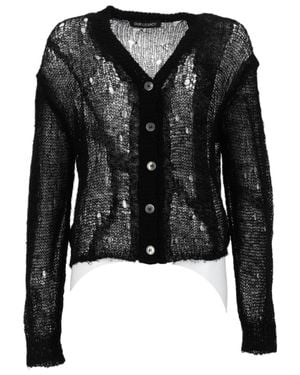 Our Legacy Sheer Academy Open-Weave Linen Cardigan - Black