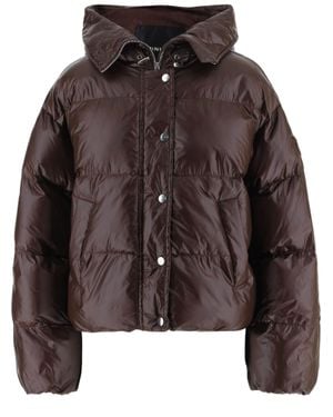 Pinko Dark Technical Fabric Hooded Down Jacket - Brown