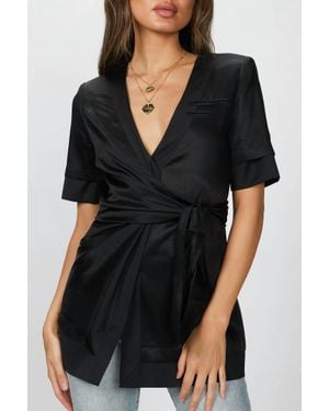 Goen.J Inside-Out Wrap Blazer - Black