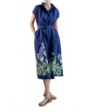 Psophia Sculptural Shirt Inspired Dress - Blue