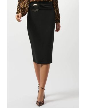 Joseph Ribkoff Buckle Detail High Waist Pencil Skirt - Black