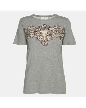 Sandro Cotton And Lace T-Shirt - Gray