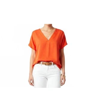 DKNY V Neck Short Sleeve Tee - Orange