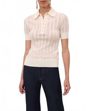 Zimmermann Ribbed Knit Polo Top - Blue