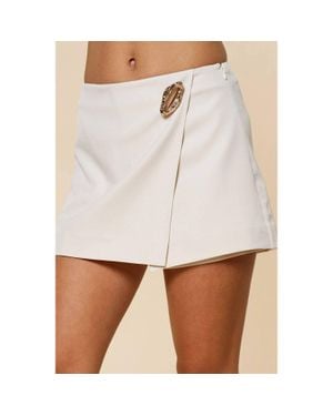 Lalavon Golden Hardware Detail Wrap Skort - White