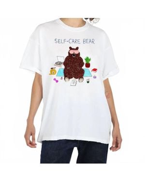 Unfortunate Portrait Self-Care Bear Boyfriend Tee - White