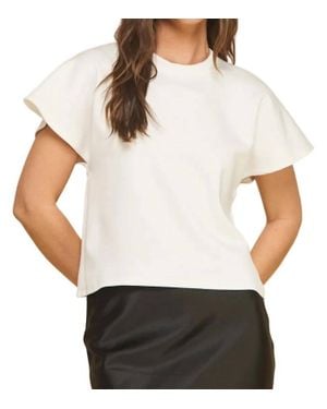 Kld. Signature Flared Short Sleeve Scuba Top - White