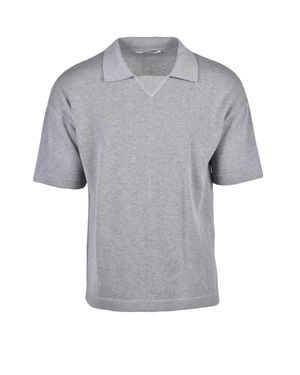 Grifoni Cotton Knit Polo Shirt - Gray