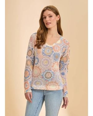 Fdj Printed V-Neck Sweater - Natural