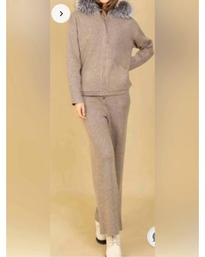 Jessie Liu Straight Leg Knit Sweatpants - Natural