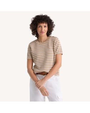 Nautica Striped Short-Sleeve Sweater T-Shirt - Brown