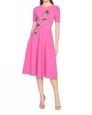 THEIA Petunia Knit Midi Dress - Pink