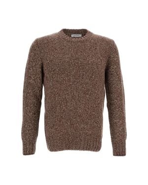 Gran Sasso Herringbone Wool Crewneck Sweater - Brown