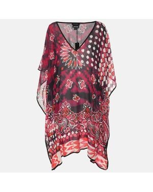 Just Cavalli Archive Print Chiffon Kaftan Tops - Red