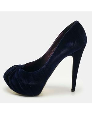 Gina Velvet Claire Platform Pumps - Blue