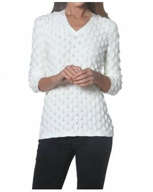 J'Envie/Eli Textured V Neck Top - White