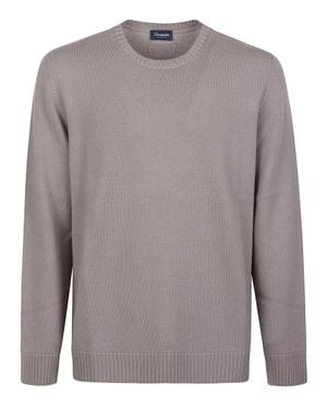 Drumohr Round Neck Merino Wool Sweater - Gray