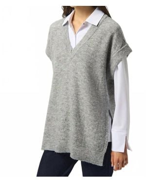 Joseph Ribkoff V-Neck Sequined Sleeveless Tunic Top - Gray