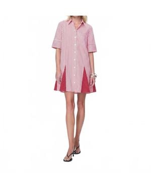 Theo the Label Echo Mix Stripe Shirtdess - Pink