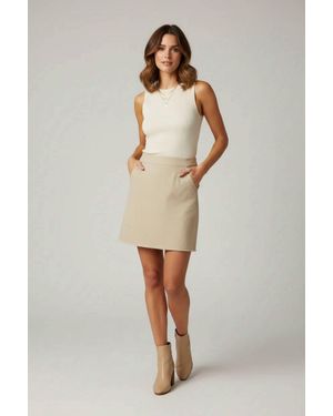 She + Sky Faux Leather Mini Skirt - Natural