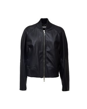 Sportmax Sheep Nappa Leather Jacket With Elastic Quilted Detailing - Black
