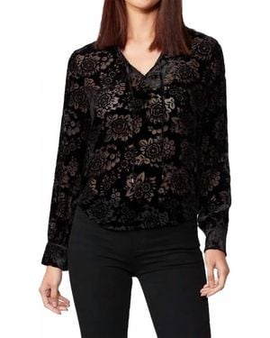 PAIGE Ivonne Silk Blend Velvet Blouse - Black
