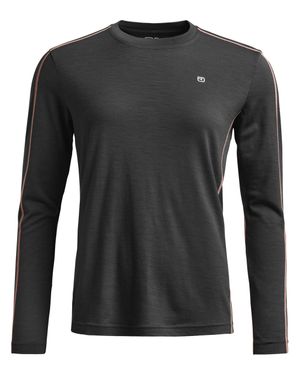 Ortovox Fitted Long Sleeve Top With Contrasting Piping - Black