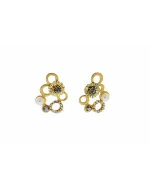 Nour London Statement Pearl Crystal Earrings - Black